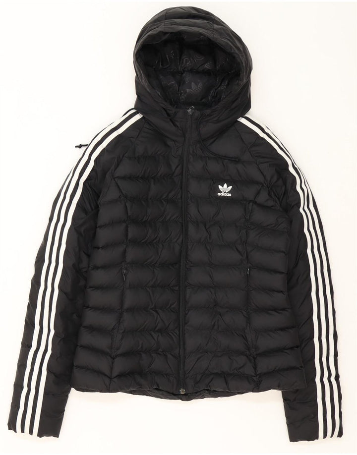 Damska kurtka z kapturem i wyściełaną Adidas UK 14, średni czarny poliester
