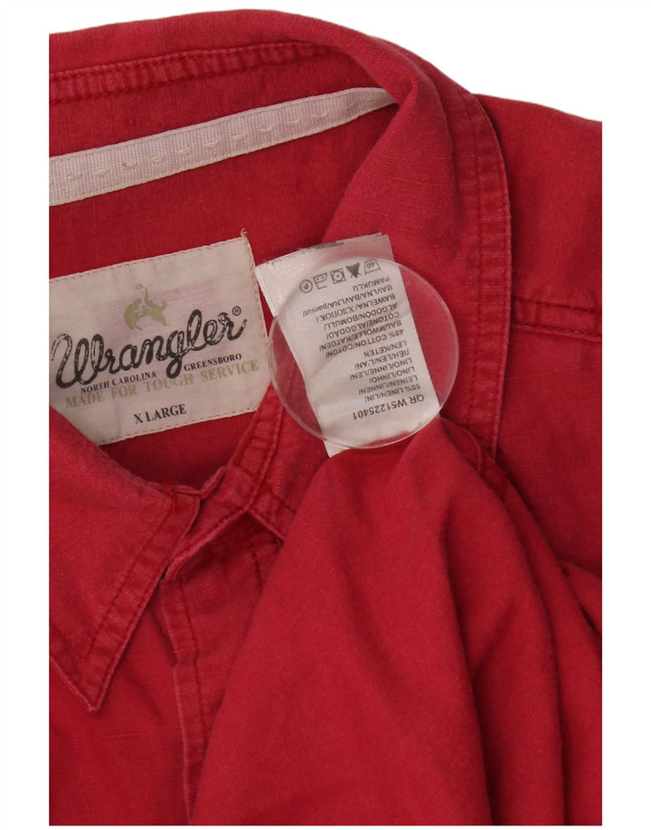 Koszula męska z krótkim rękawem Wrangler XL, różowa, lniana