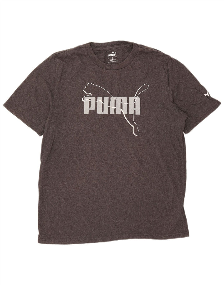 Męski T-shirt z grafiką Puma, duży, szary, bawełniany