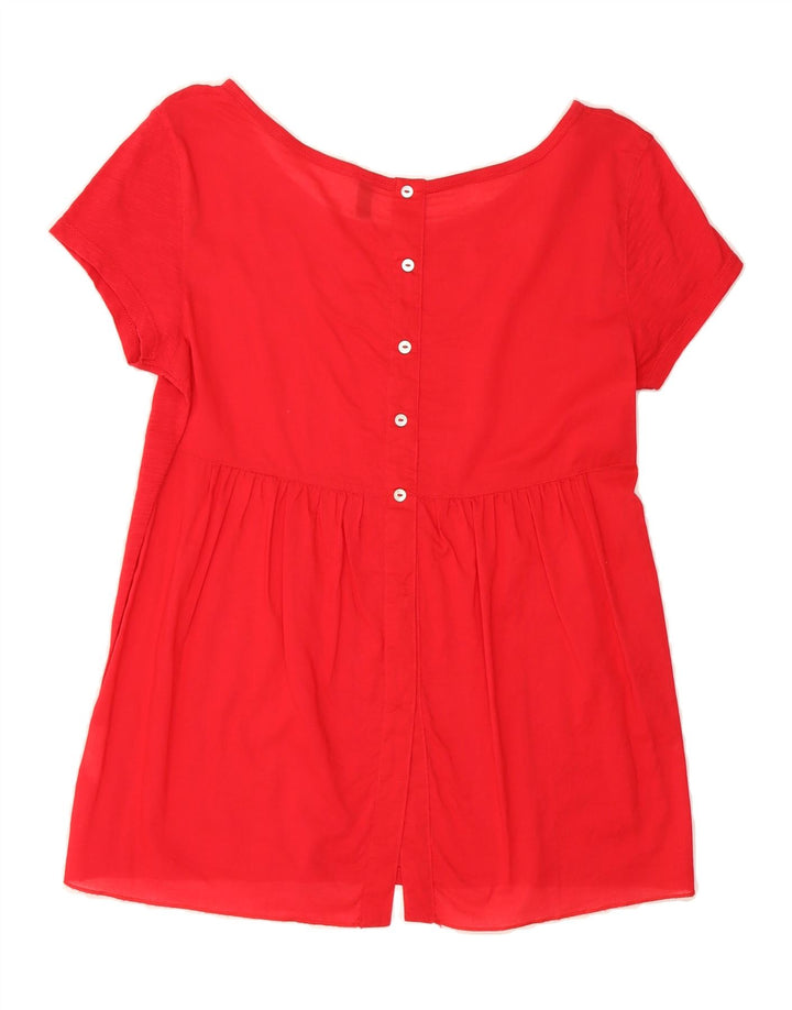 BENETTON Womens Blouse Top UK 10 Small Red Cotton Vintage Benetton and Second-Hand Benetton from Messina Hembry 