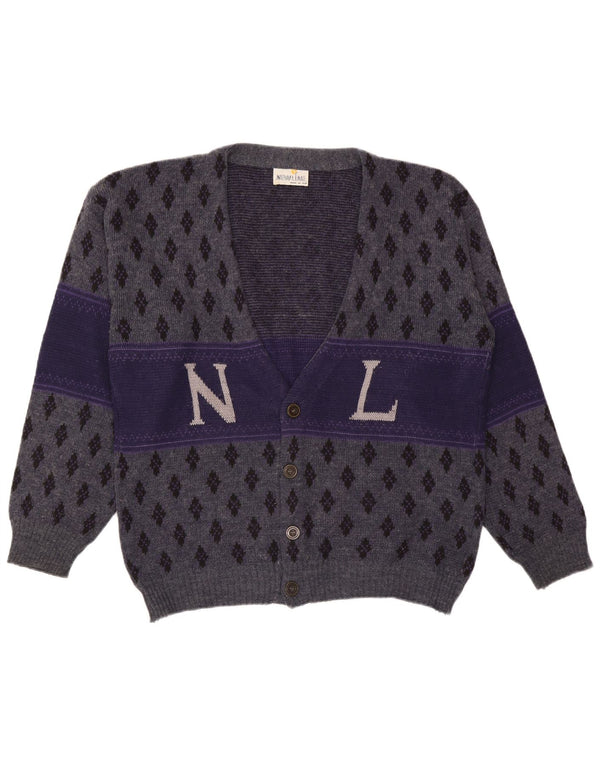 Vintage męski sweter z grafiką XL granatowy Argyle/diament