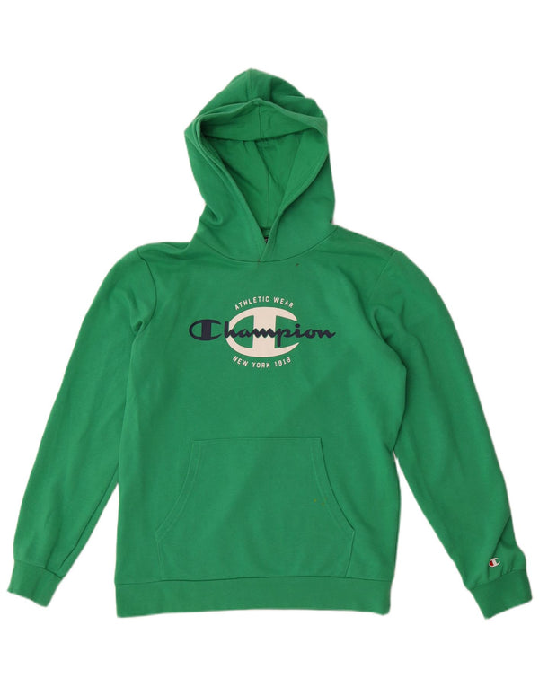 Chłopięcy sweter z kapturem Champion z grafiką, 15-16 lat, 2XL, zielony, bawełniany