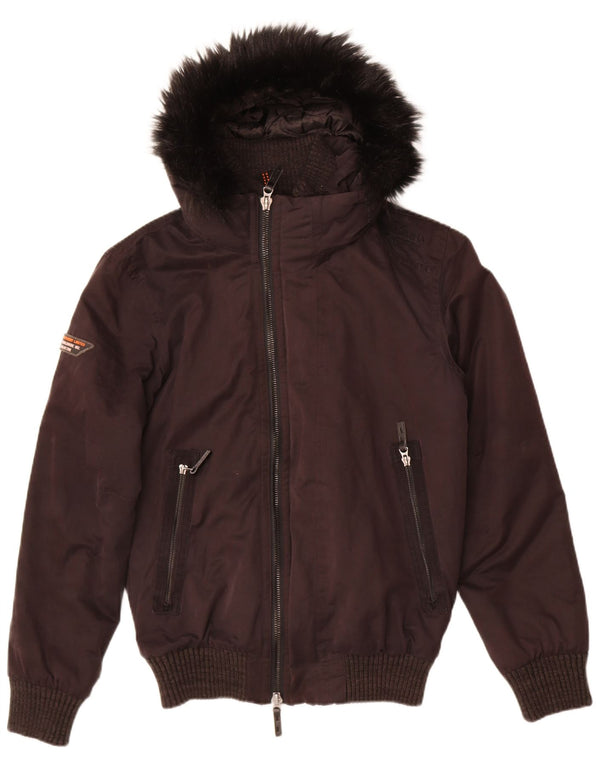 Męska kurtka bomber z kapturem Superdry UK 38, średni czarny poliester