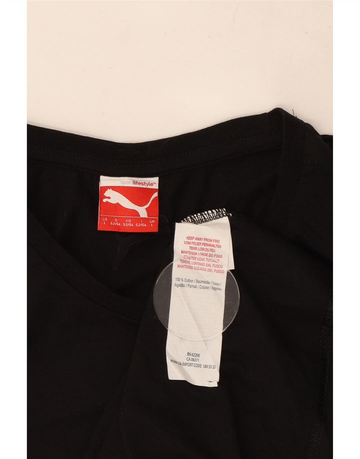 Męski T-shirt z grafiką Puma, duży, czarny, bawełniany