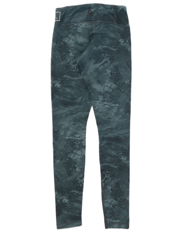 Damskie legginsy Reebok Speedwick Abstrakcyjny wzór UK 4/6 XS Niebieski poliester