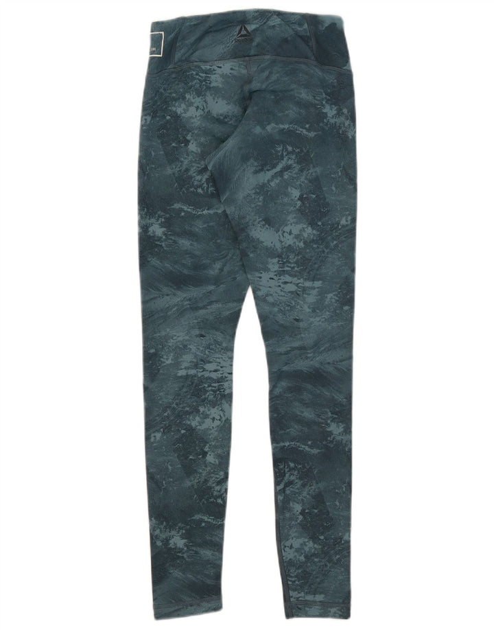 Damskie legginsy Reebok Speedwick Abstrakcyjny wzór UK 4/6 XS Niebieski poliester