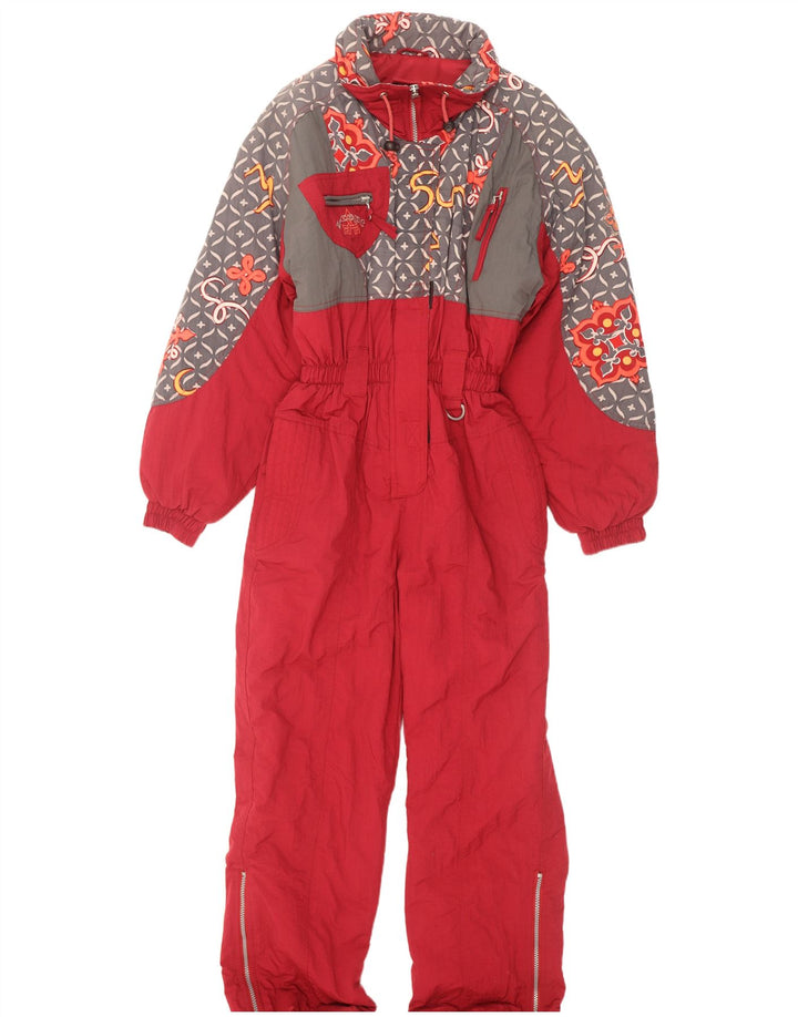 Damski kombinezon narciarski X-Cape UK 10, mały, czerwony, geometryczny nylon