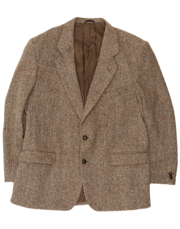 Męska marynarka zapinana na 2 guziki Harris Tweed UK 44 XL Brązowa wełna