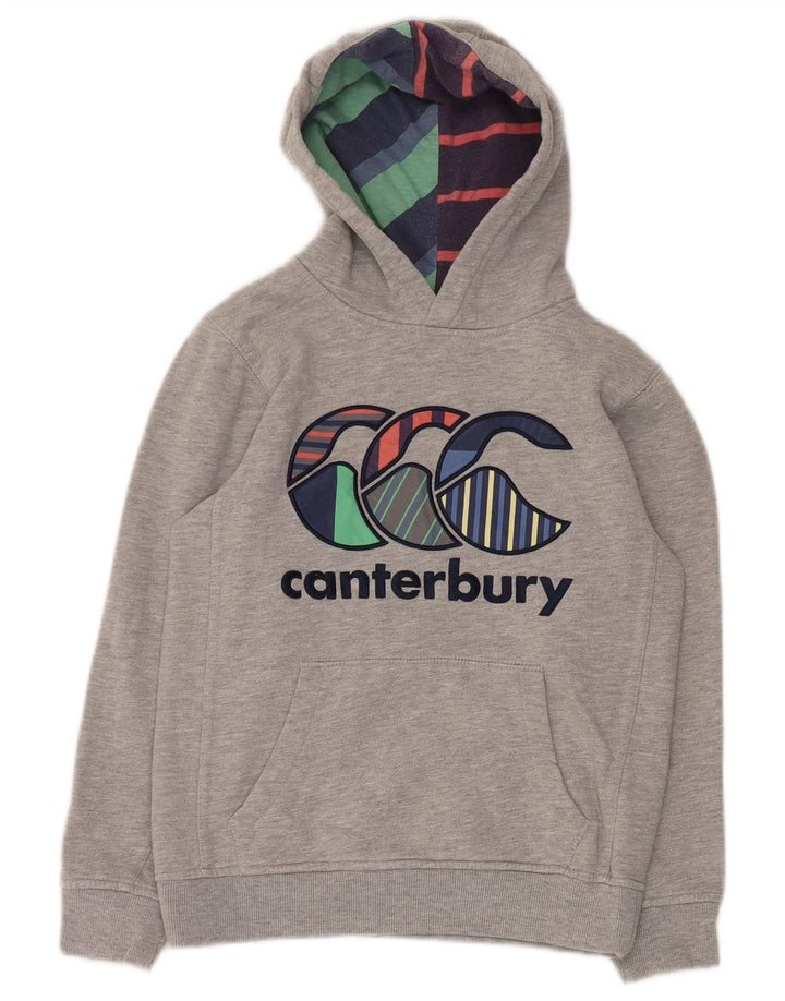 Chłopięcy sweter z kapturem i grafiką CANTERBURY 9-10 lat, szary, bawełniany