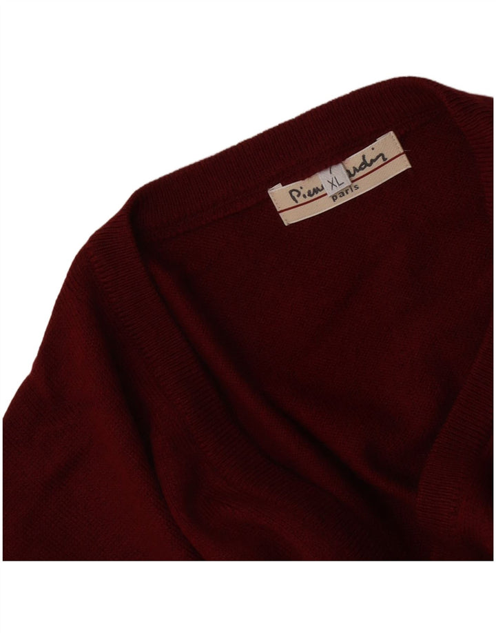 Męski sweter z dekoltem w kształcie litery V, XL, Pierre Cardin, czerwony