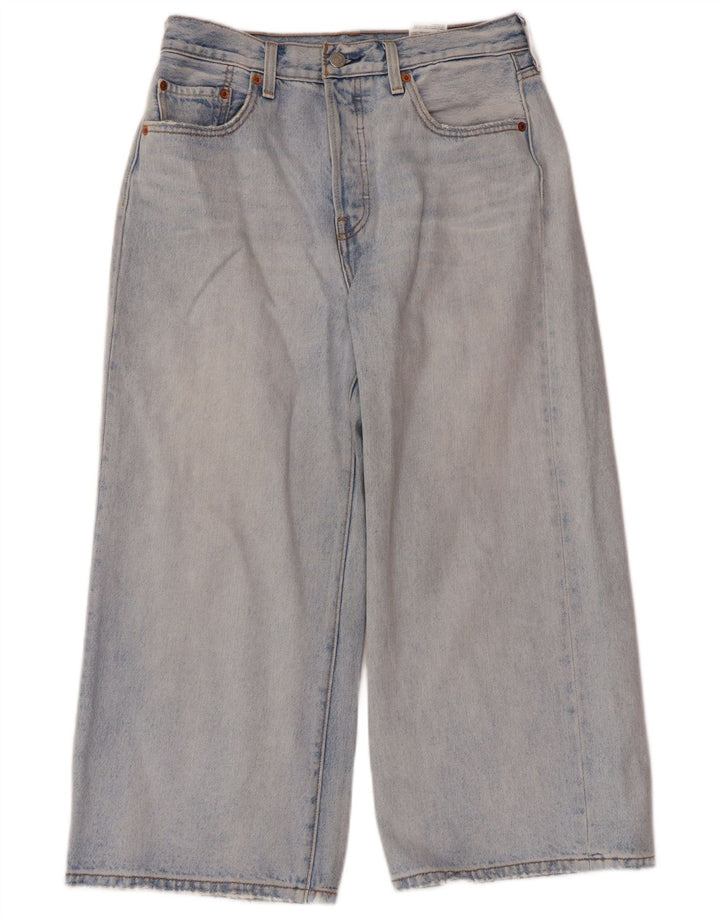 Damskie jeansy Levi's z szerokimi nogawkami, przycięte W28 L23, niebieska bawełna