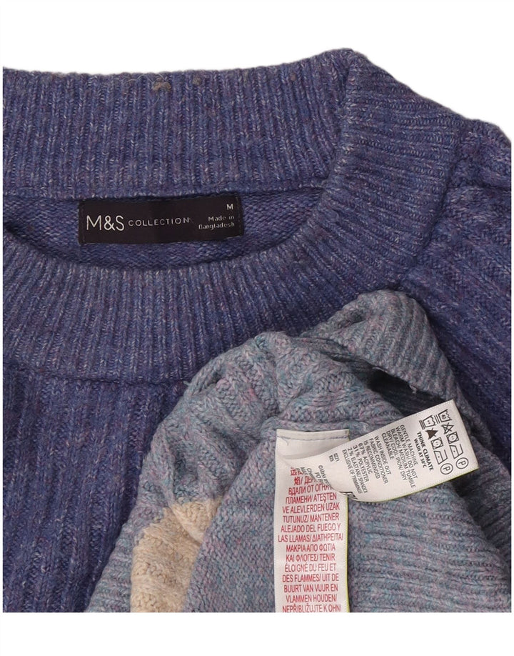 Marks & Spencer Damski sweter z okrągłym dekoltem, UK 14, średnie niebieskie paski