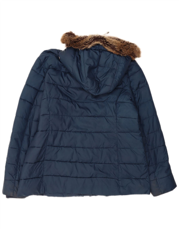 Damska ocieplana kurtka z kapturem Barbour UK 18 XL, granatowa, poliester