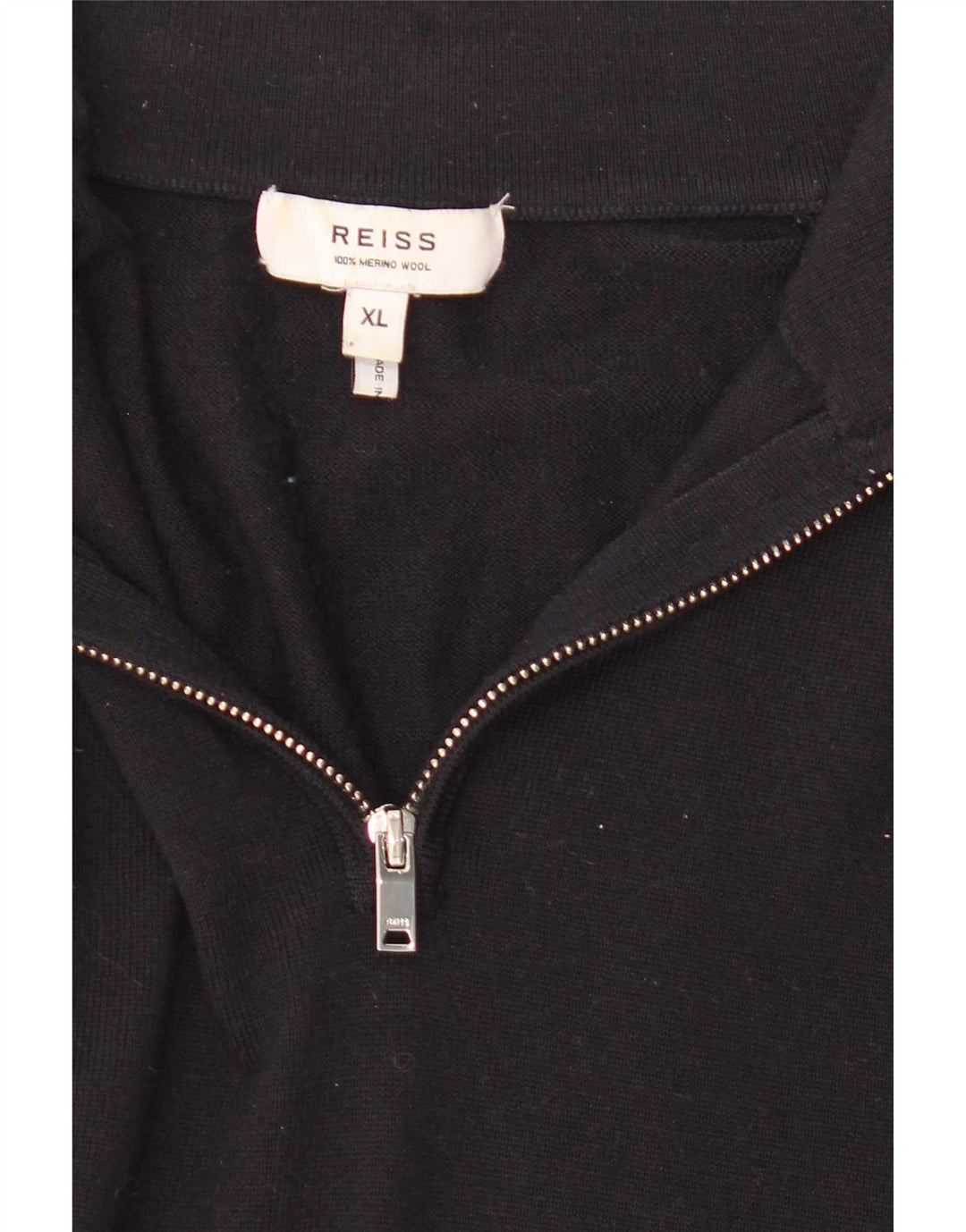 Męski sweter zapinany na zamek Reiss XL, czarna wełna