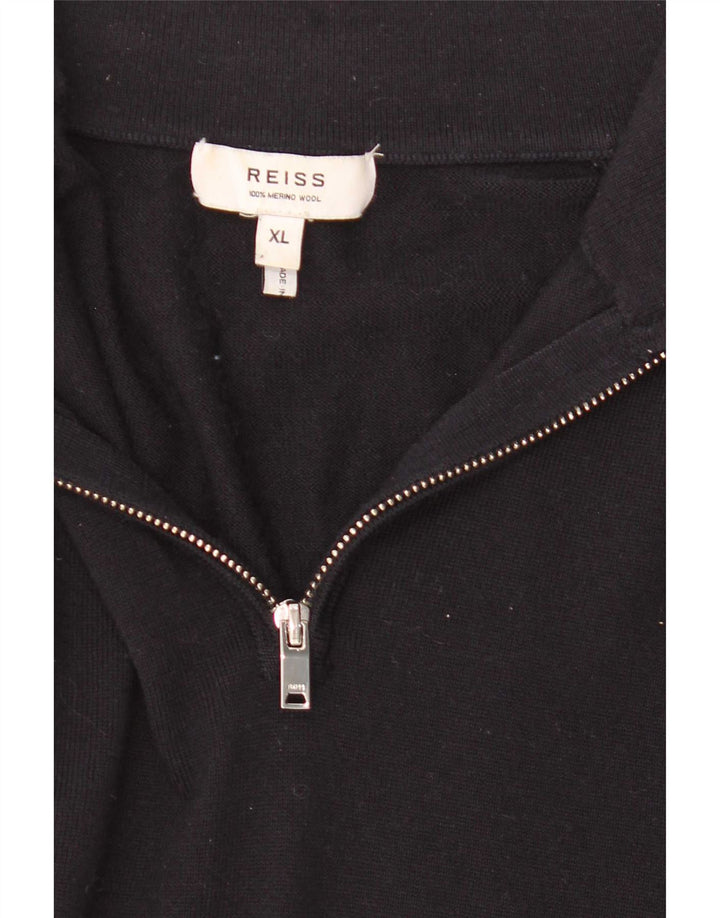 Męski sweter zapinany na zamek Reiss XL, czarna wełna