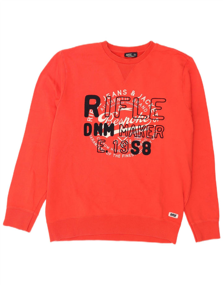 Męska bluza z grafiką karabinową, 2XL, czerwona, bawełniana