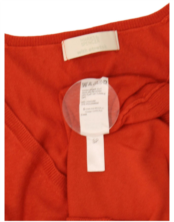 Sweter damski Marks & Spencer z rękawem 3/4 i dekoltem w kształcie litery V, UK 12, średni pomarańczowy