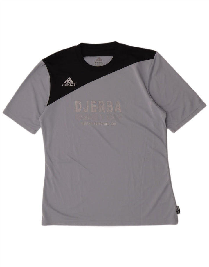 Męska koszulka Adidas Climalite z grafiką Top, średnioszary, poliester z blokami kolorów