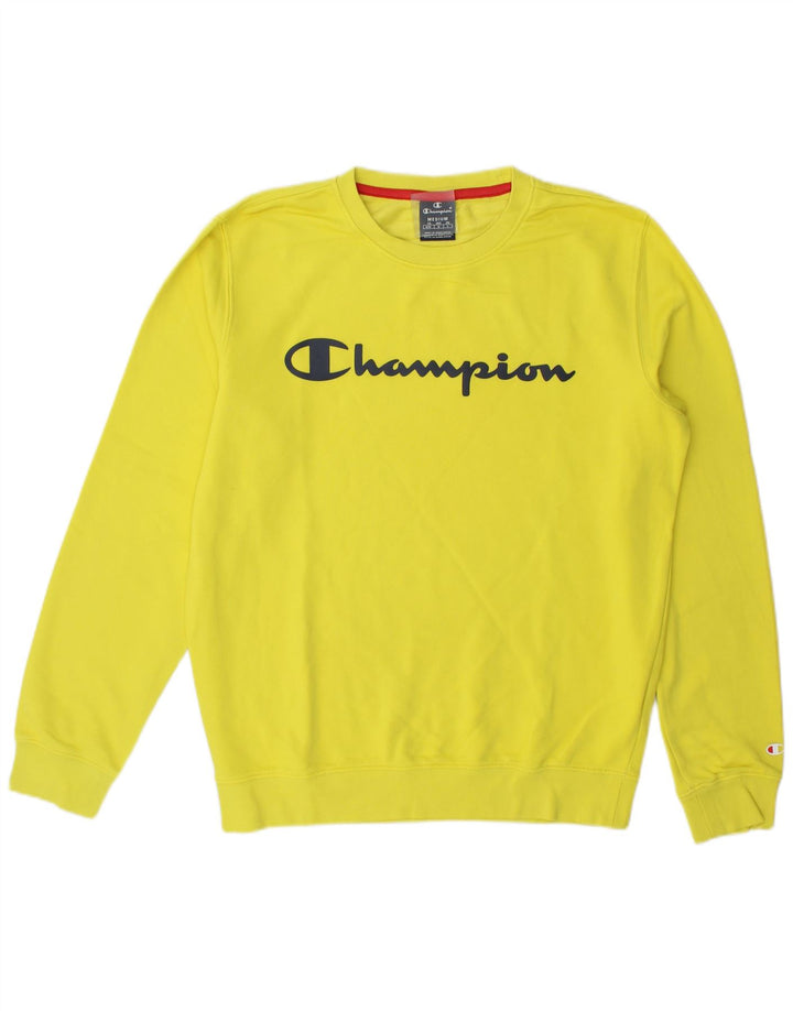Męski sweter z grafiką Champion, średni żółty, bawełniany