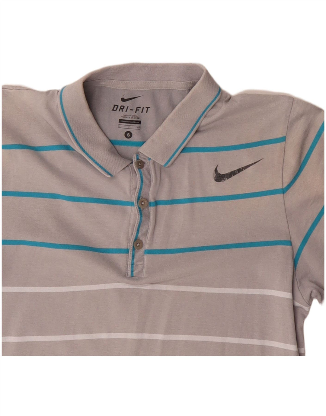Męska koszulka polo Nike Dri Fit w małe, szare, bawełniane paski