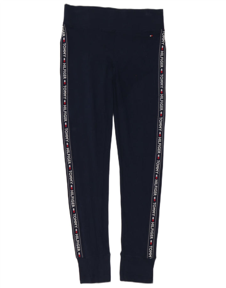Damskie legginsy graficzne Tommy Hilfiger UK 12, średnie, granatowe, bawełniane