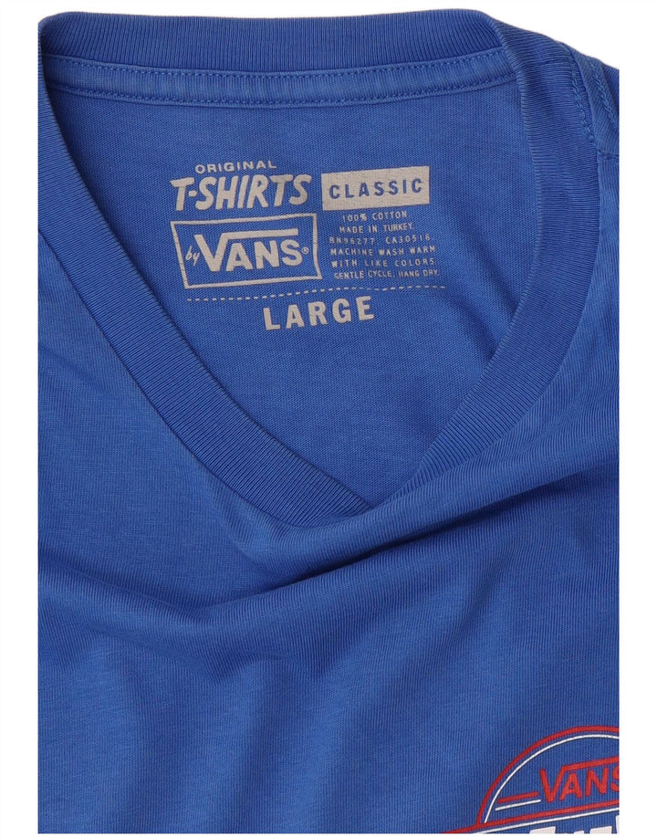 Męski T-shirt z klasycznym nadrukiem VANS, duży, niebieski, bawełniany