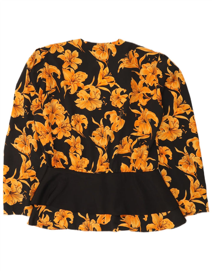 Damski kardigan w stylu vintage IT 48 XL Czarny kwiatowy poliester