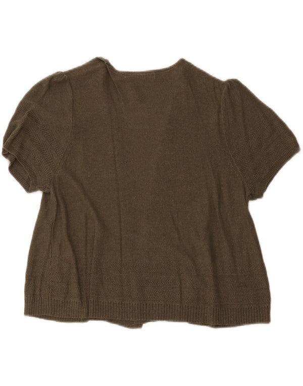 Marks & Spencer Damski sweter rozpinany z krótkim rękawem, UK 14, średni khaki
