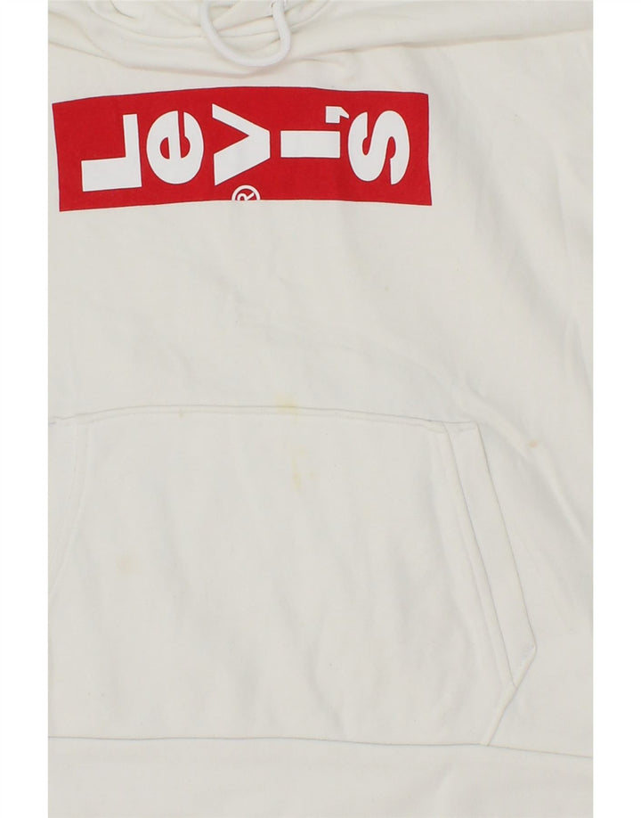 LEVI'S Womens Oversized Graphic Sweatshirt Jumper UK 10 Small White Cotton Vintage Levi's and Second-Hand Levi's from Messina Hembry 