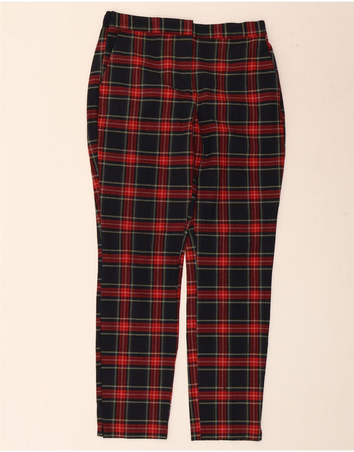Damskie proste spodnie chino ZARA, średnie W28 L27, poliester w czarną kratę
