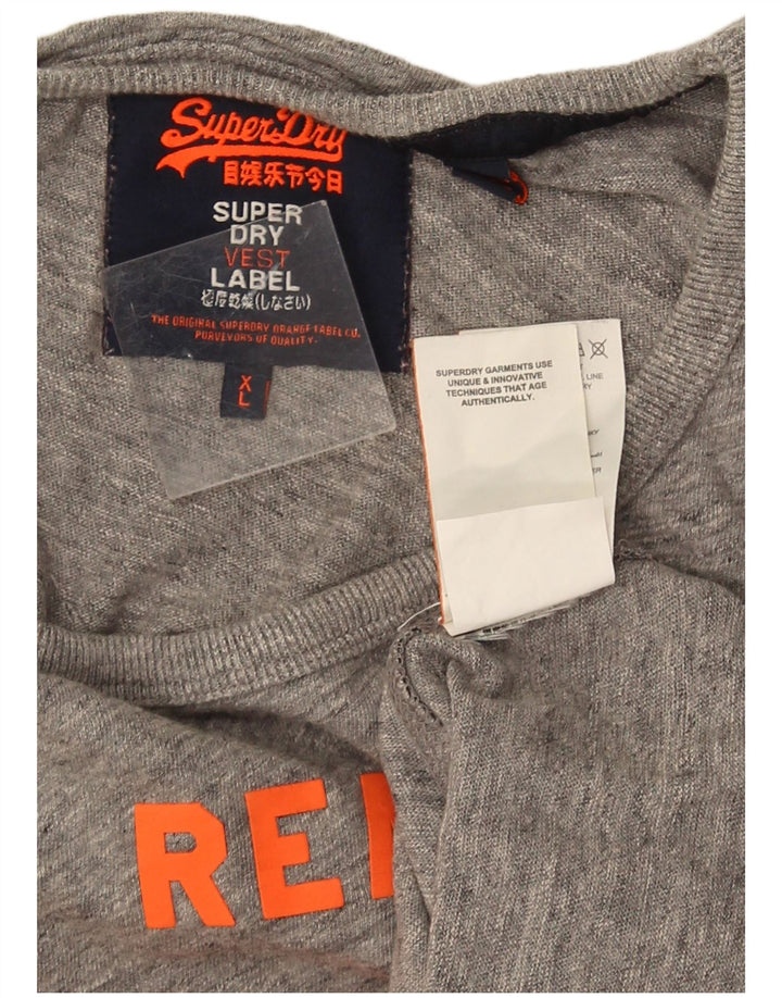 Męska kamizelka z grafiką Superdry XL, szara, bawełniana w bloki kolorów