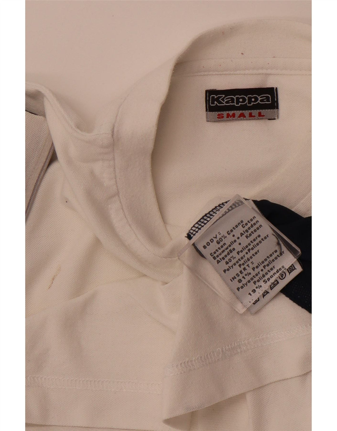 T-shirt męski KAPPA, mały, biały, bawełniany, z blokami kolorów, sportowy