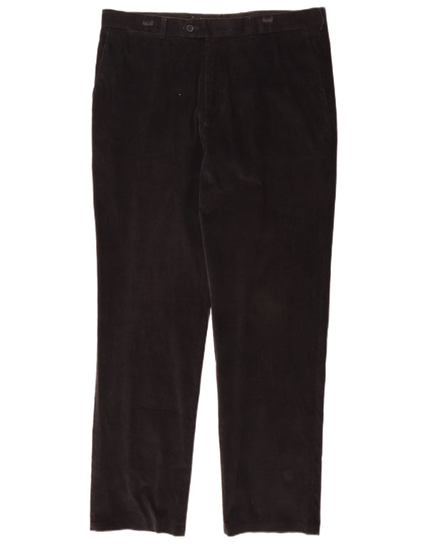 Męskie proste sztruksowe spodnie w stylu vintage IT 48 Medium W36 L34 Czarna bawełna