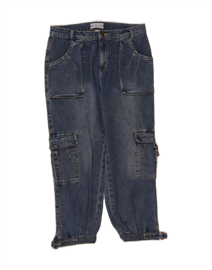 HELLINE Womens Cargo Cropped Jeans UK 12 Medium W28 L23 Blue Cotton Vintage HELLINE and Second-Hand HELLINE from Messina Hembry 