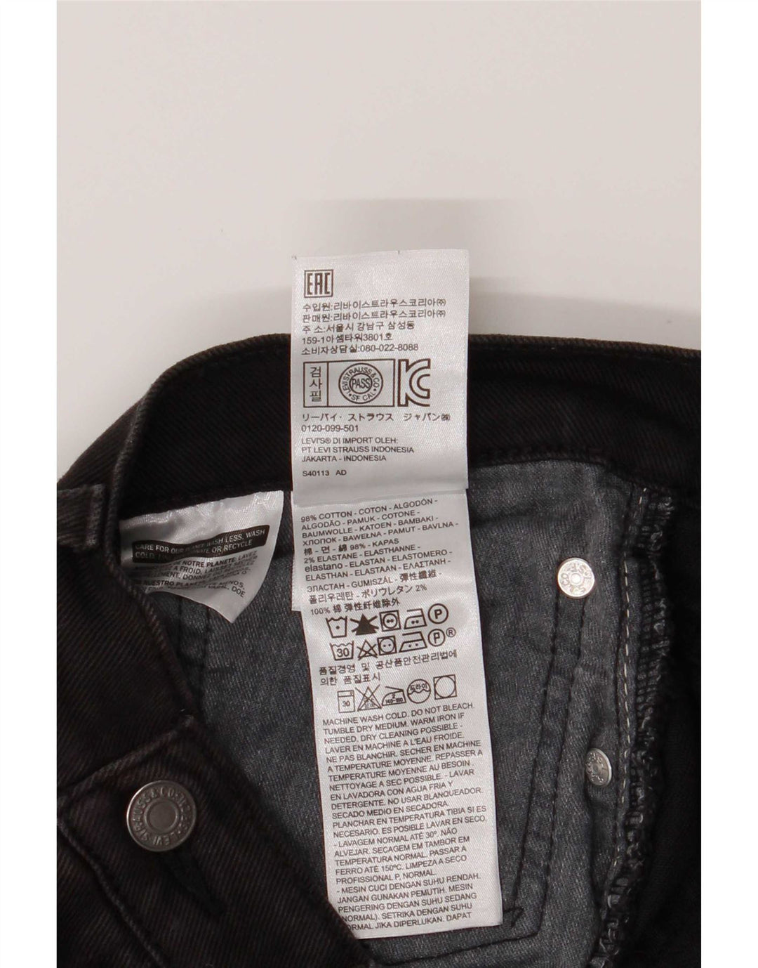 Męskie dżinsy Levi's 514 Straight W36 L26 Czarna bawełna