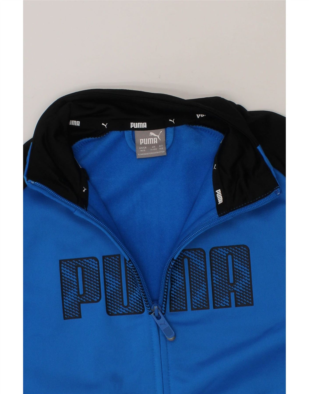 PUMA Boys Graphic Tracksuit Top Jacket 11-12 Years Blue Colourblock Vintage Puma and Second-Hand Puma from Messina Hembry 