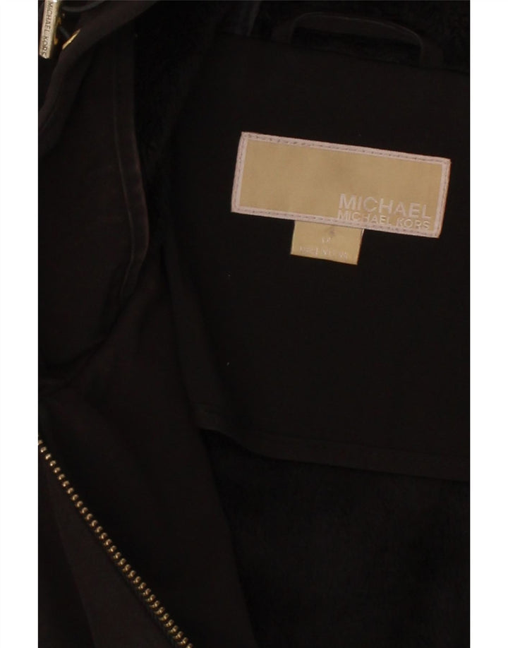 MICHAEL KORS Womens Hooded Overcoat US 18 2XL Black Polyester Vintage Michael Kors and Second-Hand Michael Kors from Messina Hembry 