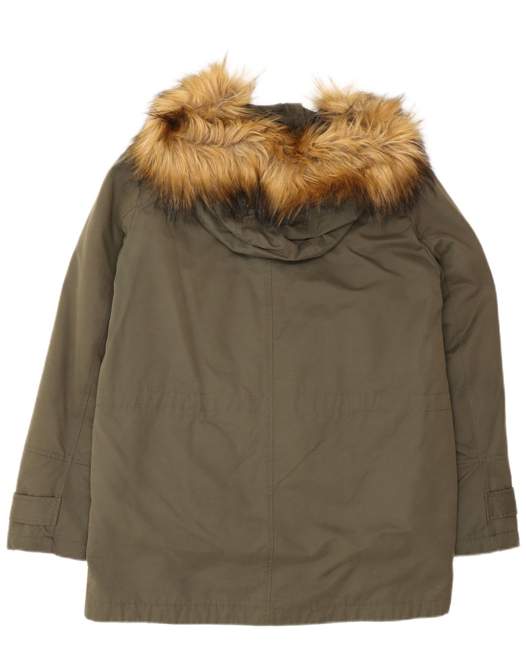 Damska kurtka typu parka z kapturem, oversize, Zara, UK 10, mała, khaki, poliester