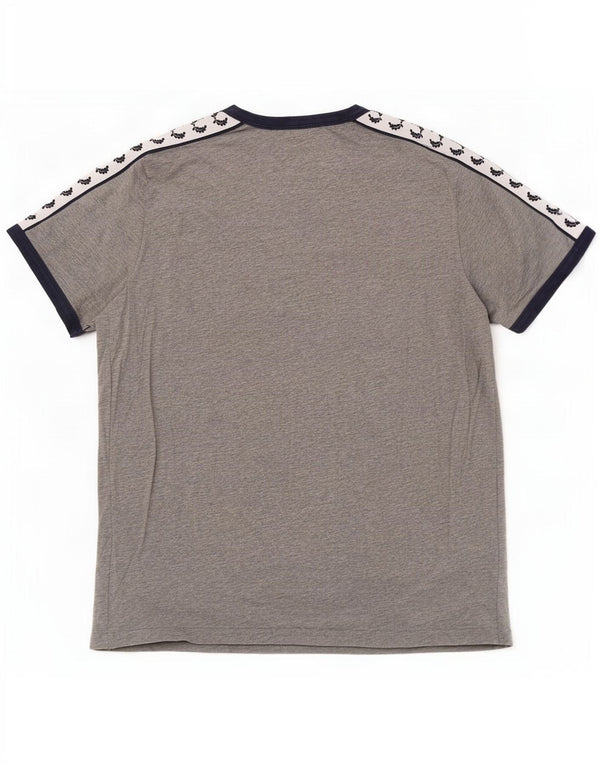 Męska koszulka z grafiką Fred Perry Top, średnia szara bawełniana nakrapiana