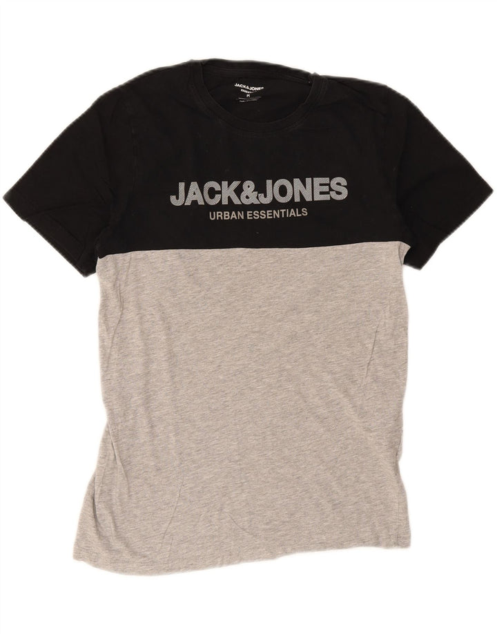 Męska koszulka z grafiką JACK & JONES Top, bawełniana, w kolorze średniej czerni