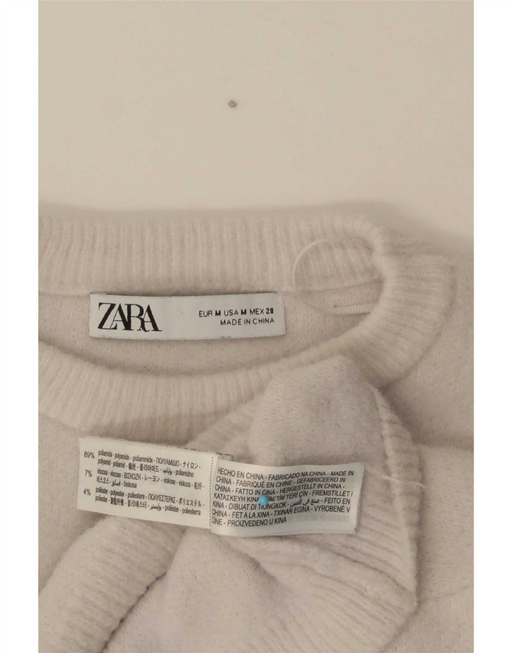 Damski sweter Zara Crop Oversize z okrągłym dekoltem UK 14 Średni szary