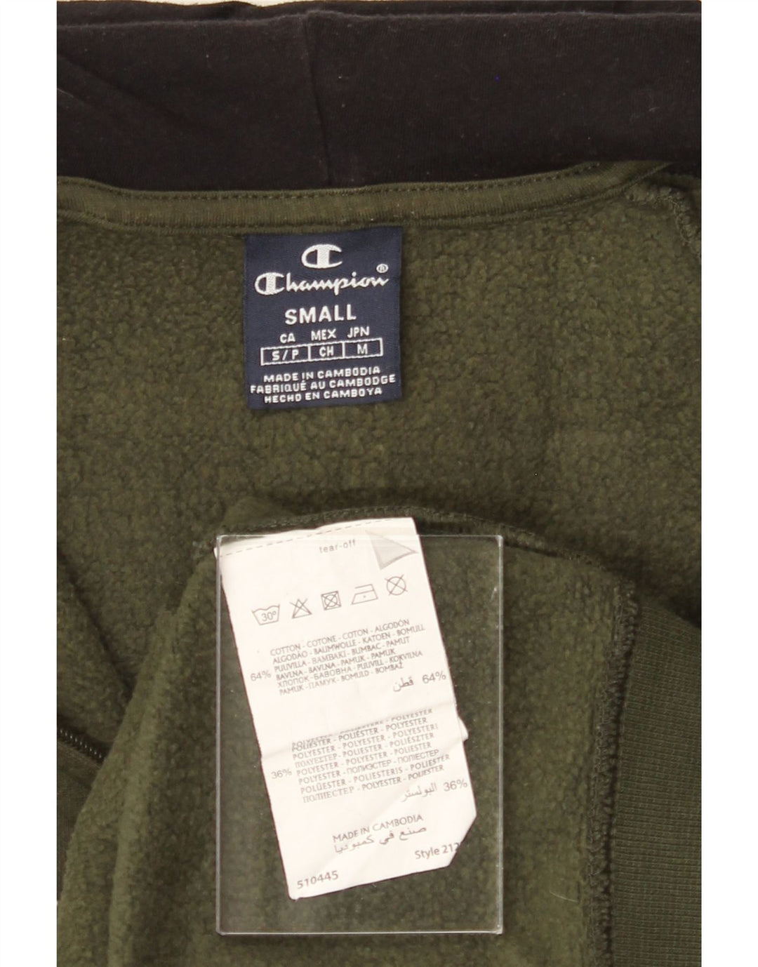 CHAMPION Mens Zip Hoodie Sweater Small Green Cotton Vintage Champion and Second-Hand Champion from Messina Hembry 