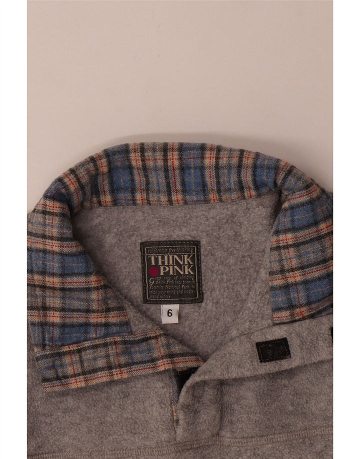 Think Różowy Chłopięcy sweter polarowy z grafiką 5-6 lat Szary poliester