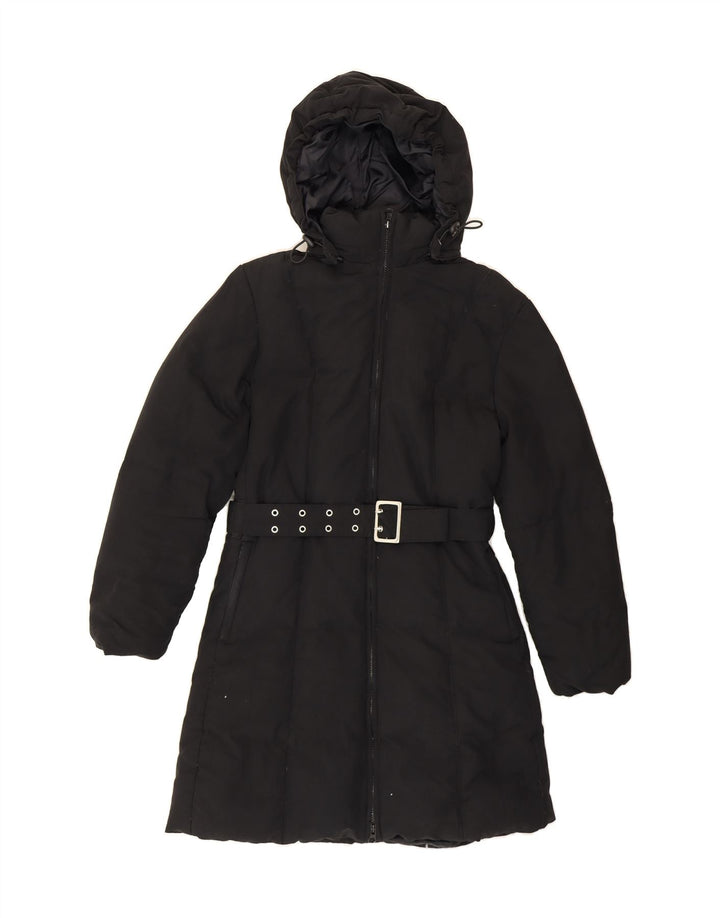 SISLEY Womens Hooded Padded Coat UK 10 Small Black Polyester Vintage Sisley and Second-Hand Sisley from Messina Hembry 
