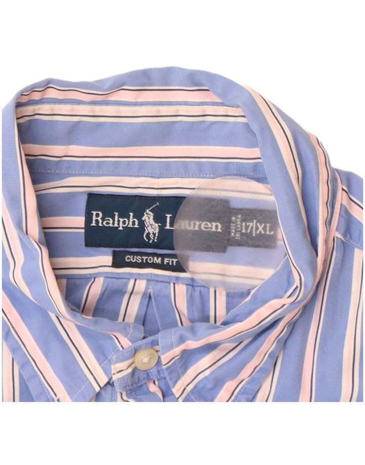 RALPH LAUREN Męska koszula o dopasowanym kroju, rozmiar 17 XL, bawełniana w niebieskie paski