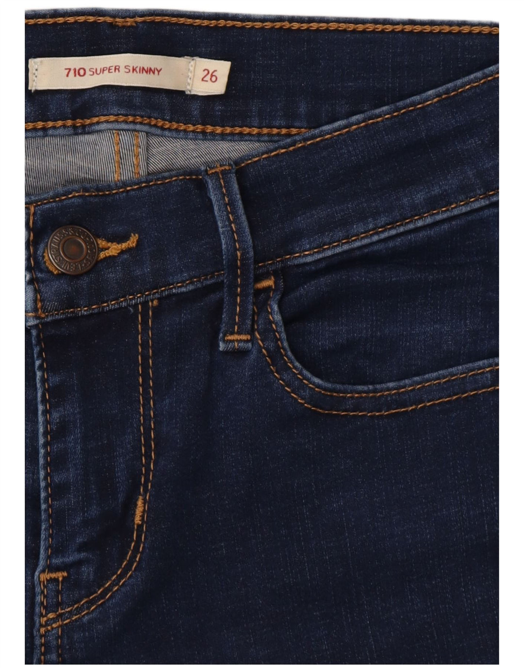 Damskie jeansy LEVI'S 710 Super Skinny W26 L32 Granatowa bawełna