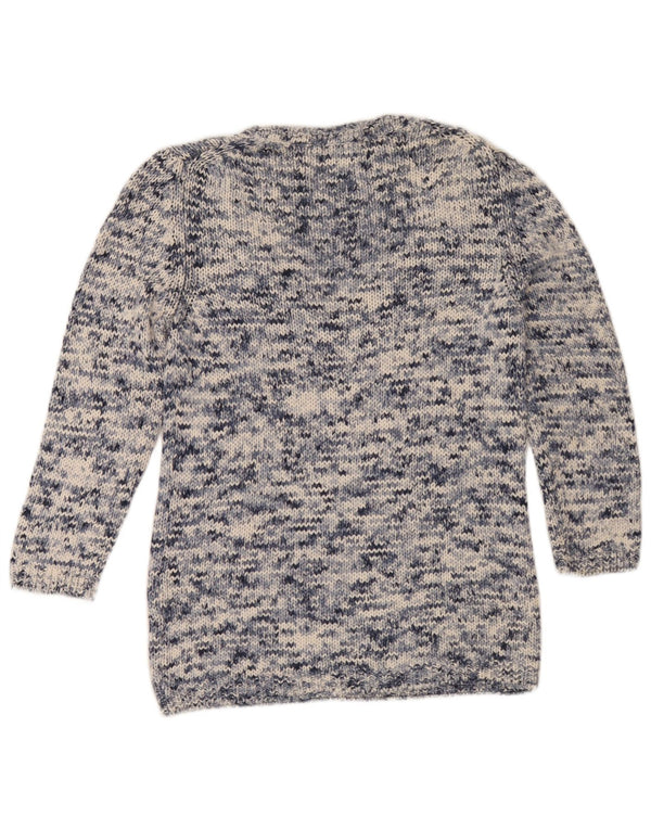 Sweter damski Massimo Dutti z dekoltem w kształcie litery V, UK 14, średni granatowy nakrapiany