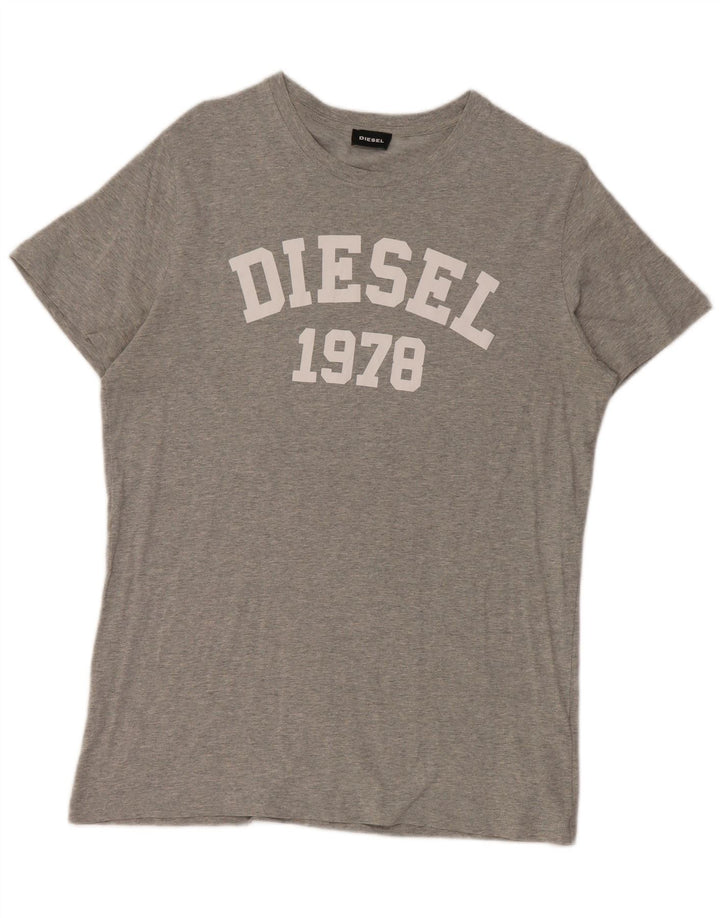 Męski T-shirt Diesel z grafiką, duży, szary, bawełniany