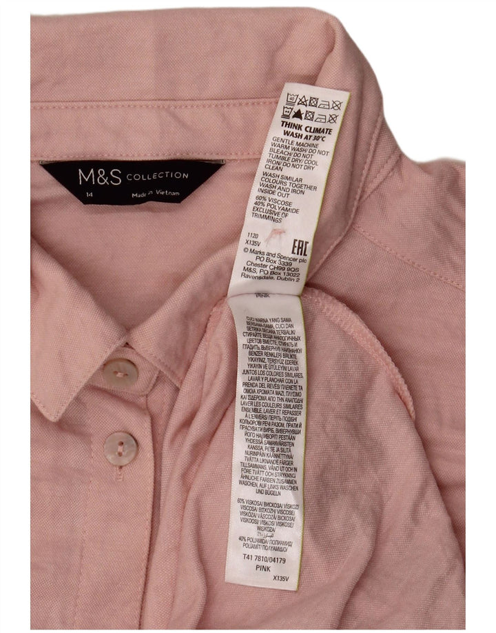 Marks & Spencer Damska koszula oversize z krótkim rękawem UK 14, duża, różowa