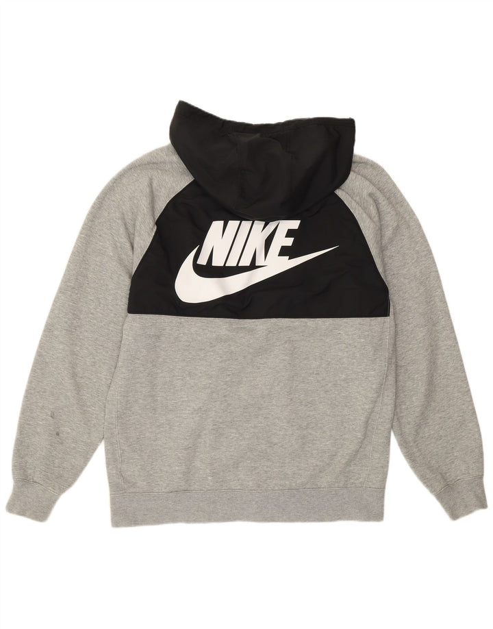 Męski sweter z kapturem i zamkiem błyskawicznym Nike, bawełniany, w kolorze średniej szarości